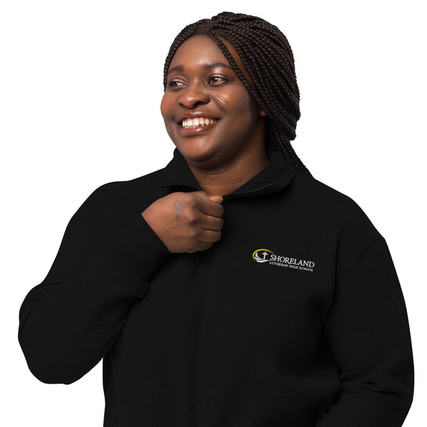 Unisex fleece pullover with Shoreland Logo